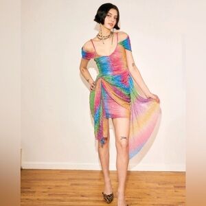 Mia Vesper Rainbow B Dress Multicolor Off-Shoulder Dress